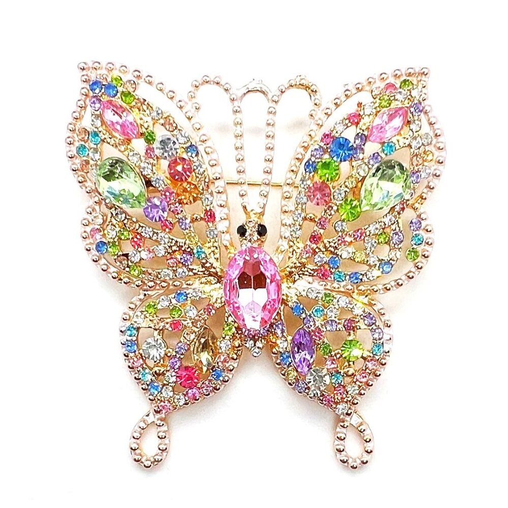 Large Pink Colorful BUTTERFLY Brooch
